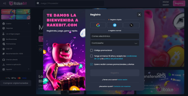 Rakebit p&aacute;gina web