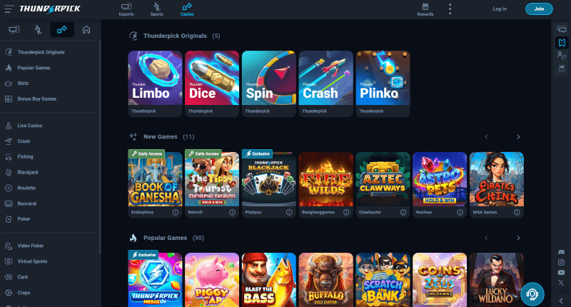 Thunderpick p&aacute;gina web