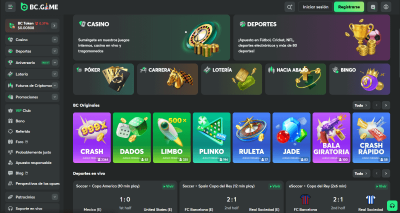 BC.game p&aacute;gina web