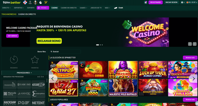 SpinBetter p&aacute;gina web