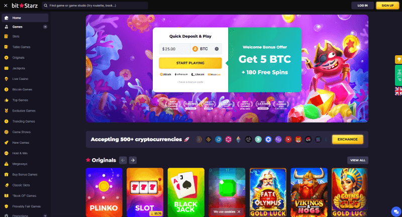 P&aacute;gina Web de BitStarz