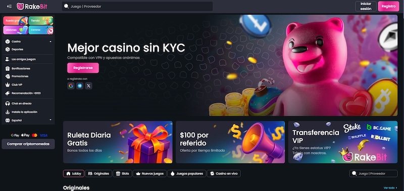 P&aacute;gina web de Rakebit