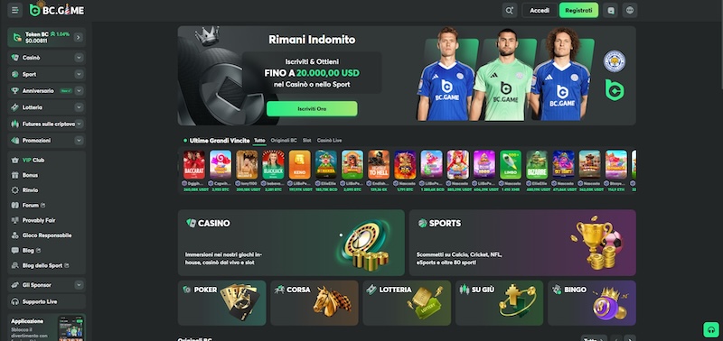 P&aacute;gina web de BC.Game