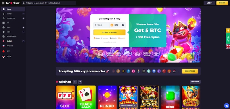 P&aacute;gina web de BitStarz