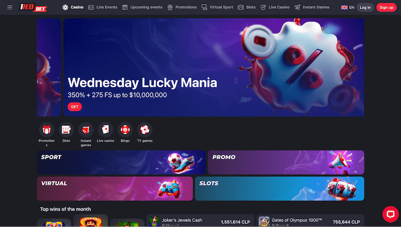 P&aacute;gina web de 1RedBet