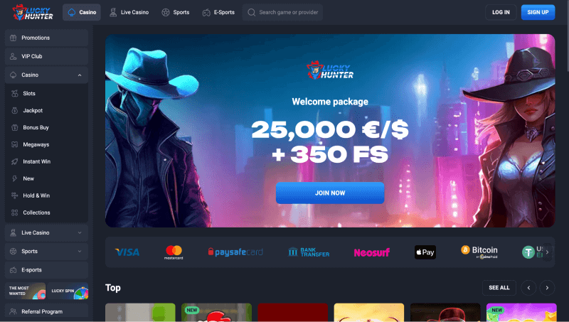 Lucky Hunter p&aacute;gina web