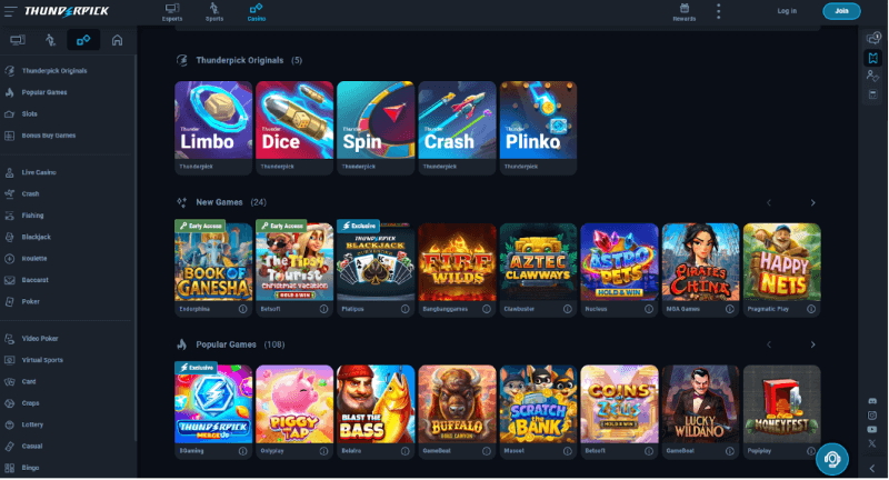 Thunderpick p&aacute;gina web