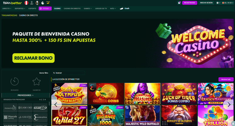 P&aacute;gina Web de SpinBetter