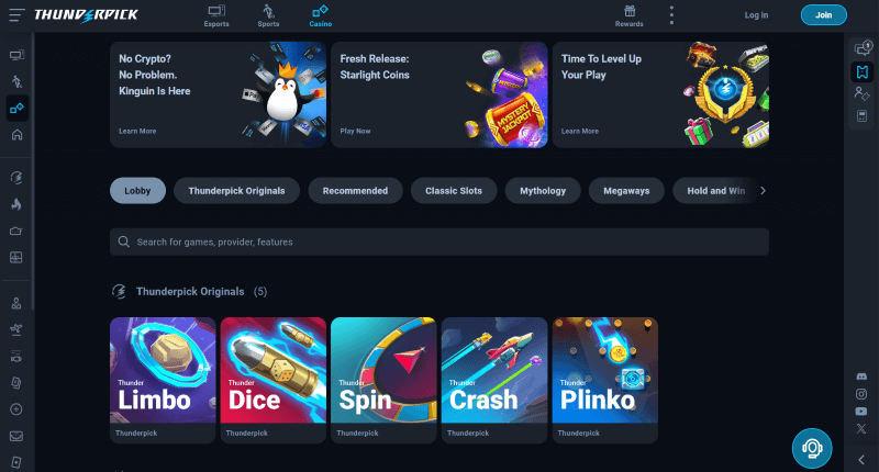 P&aacute;gina Web de Thunderpick