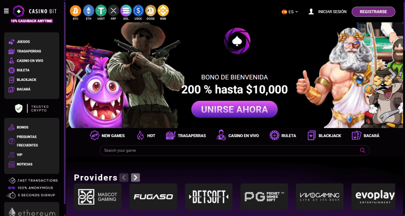 P&aacute;gina Web de Casinobit