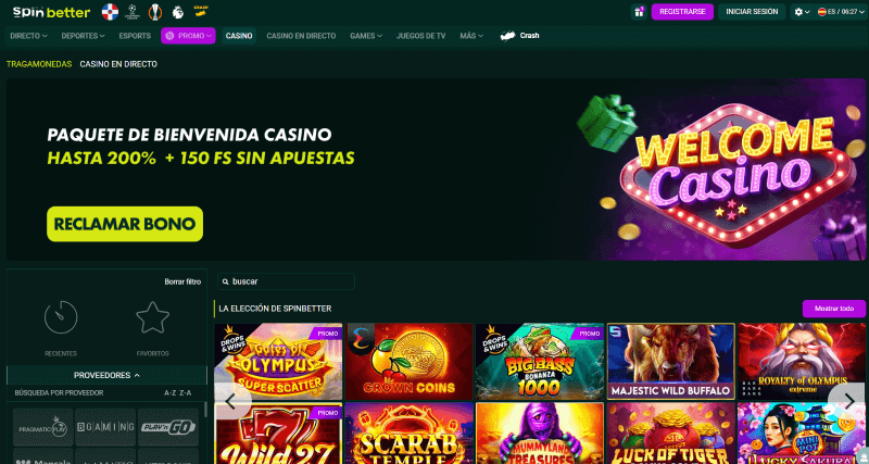 SpinBetter página web