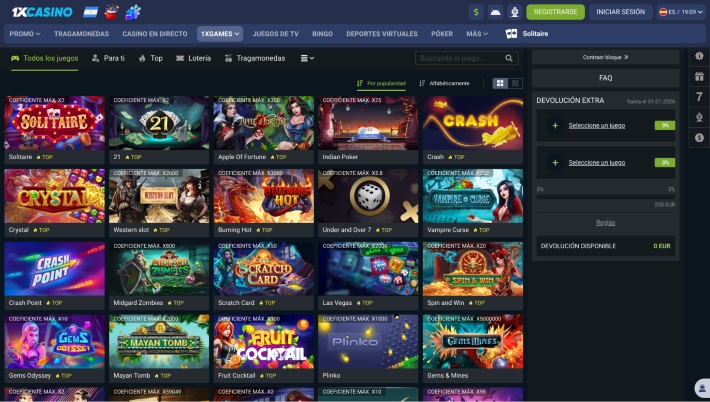 1xCasino p&aacute;gina web