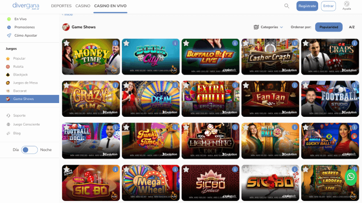 Divergana casino p&aacute;gina web
