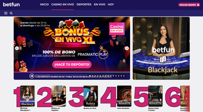 BetFun p&aacute;gina web