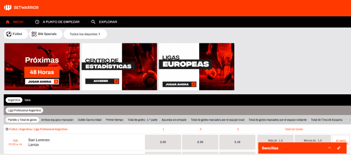 BetWarrior p&aacute;gina web