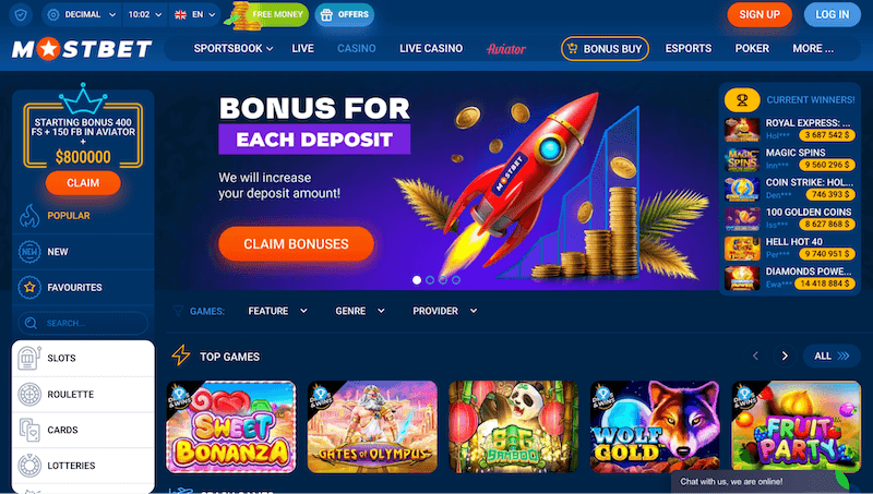 P&aacute;gina web de Mostbet