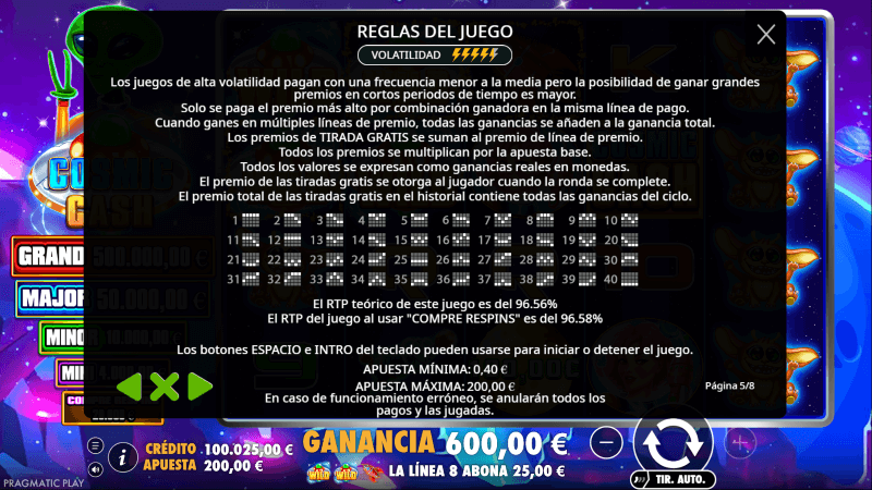 Cosmic Cash página web