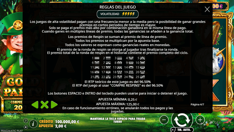 Gold Party p&aacute;gina web