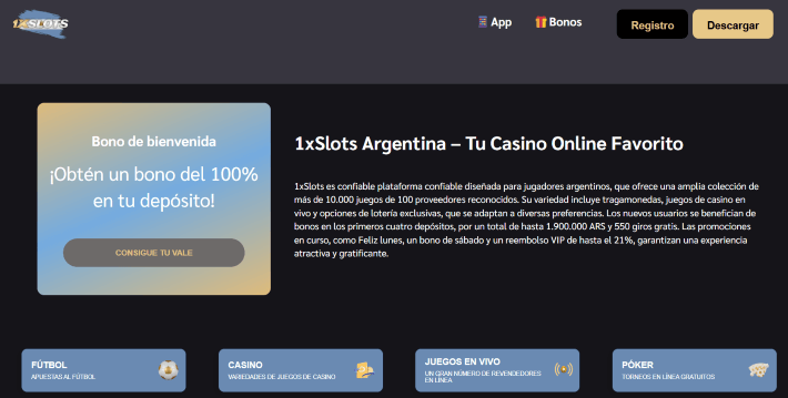 1xslots p&aacute;gina web