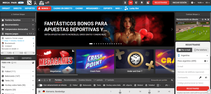 Megapari p&aacute;gina web