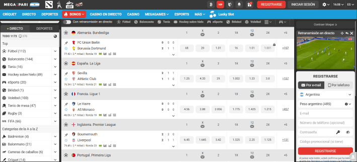 Megapari p&aacute;gina web