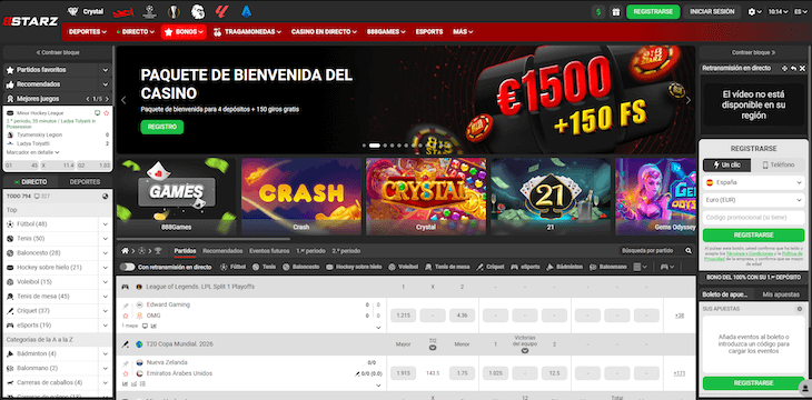 P&aacute;gina web de 888starz