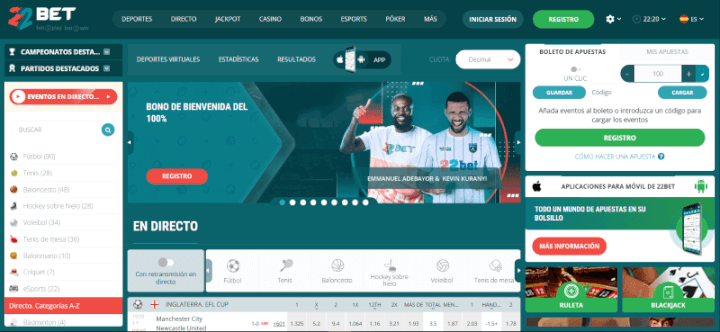 22bet página web
