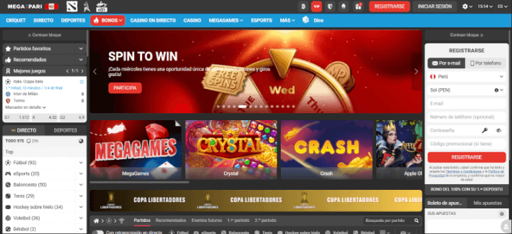 Megapari-New página web