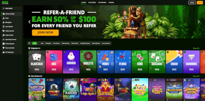 P&aacute;gina Web de WildCasino