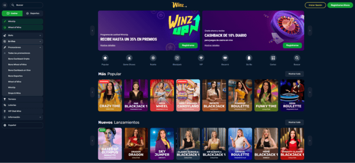 Winz.io p&aacute;gina web