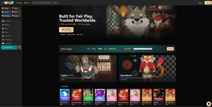 Wolf.io p&aacute;gina web