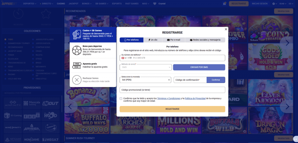 SapphireBet p&aacute;gina web