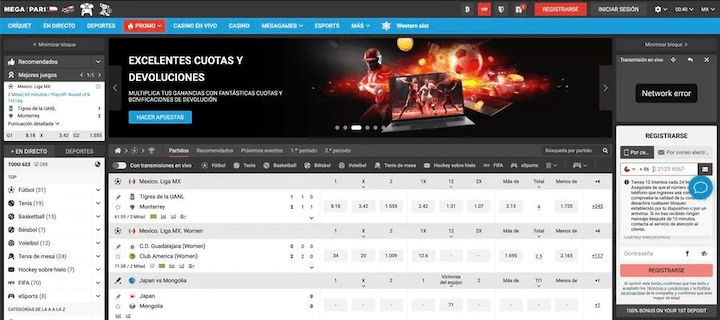 Página web de Megapari-New
