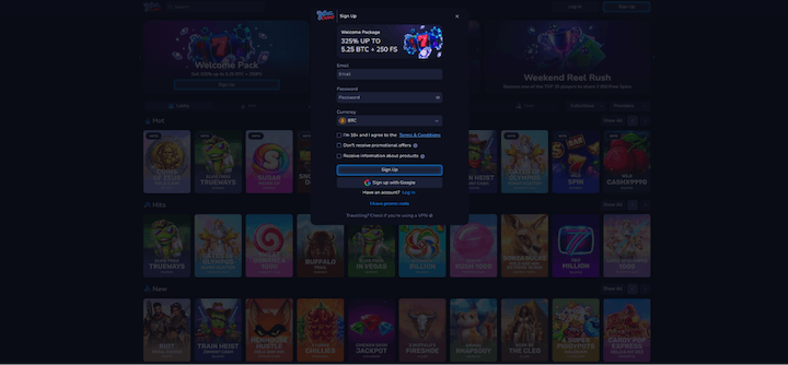 P&aacute;gina web de 7Bit Casino