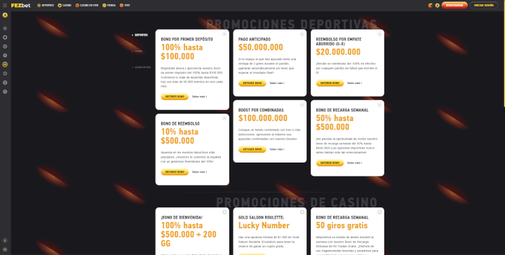 P&aacute;gina web de FEZbet