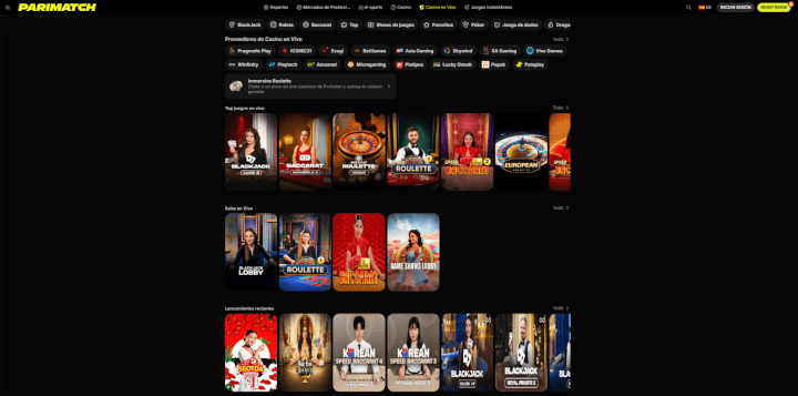 Página web de Parimatch
