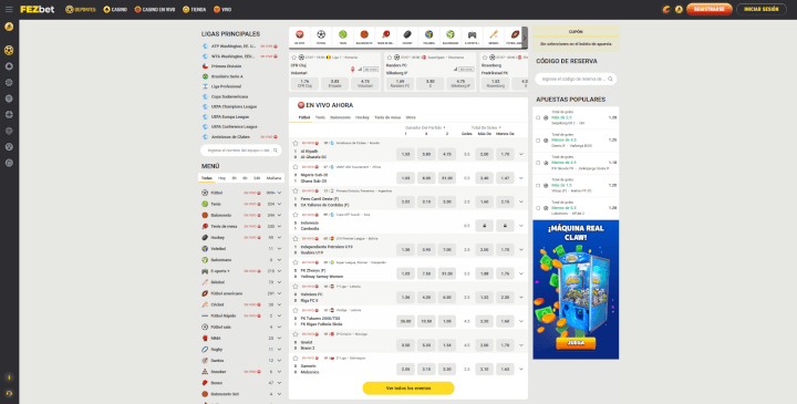 P&aacute;gina web de FEZbet