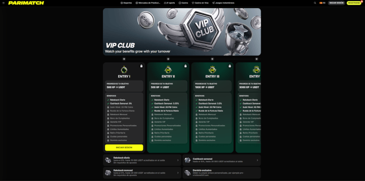 Página web de Parimatch