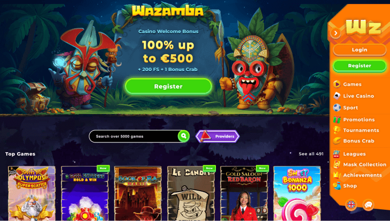 Wazamba p&aacute;gina web