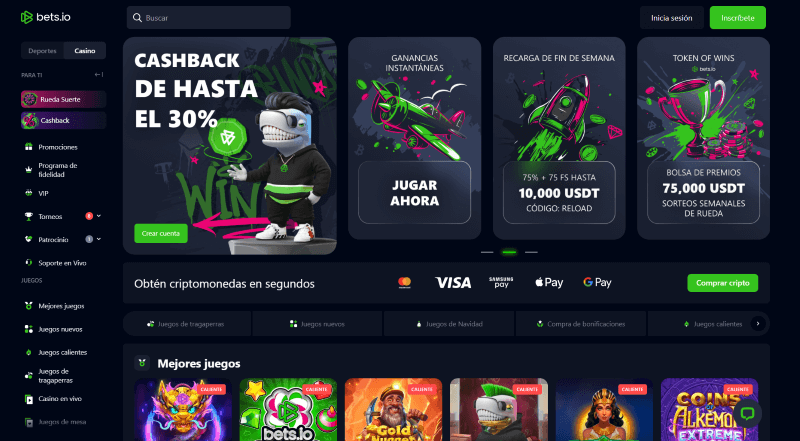 Bets.io p&aacute;gina web