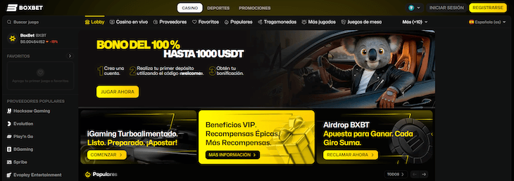 Página web de BoxBet