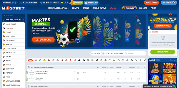 Página web de Mostbet