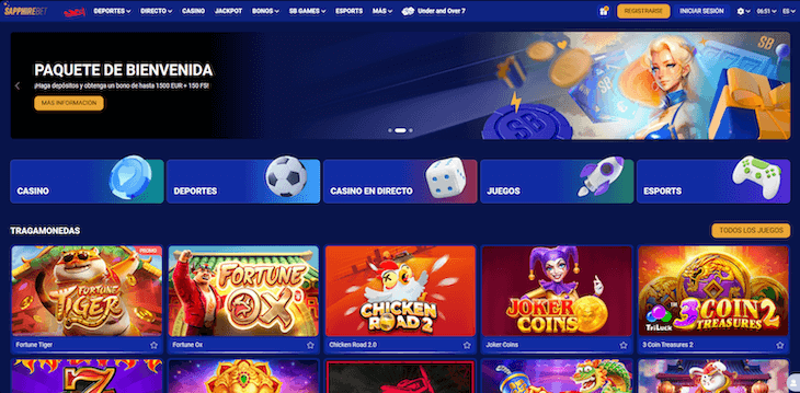 Página web de SapphireBet