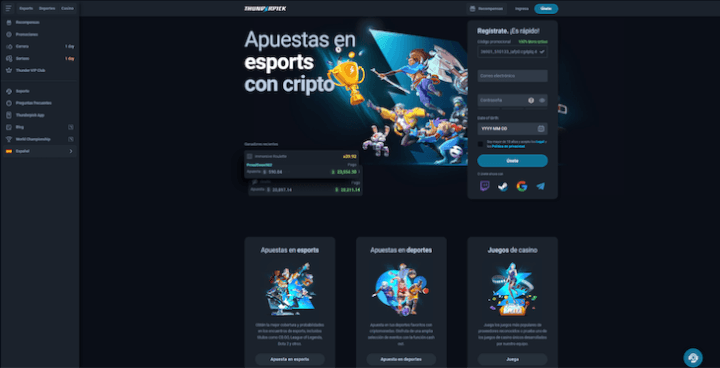 Página web de Thunderpick