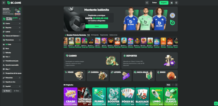 Página web de BC.Game