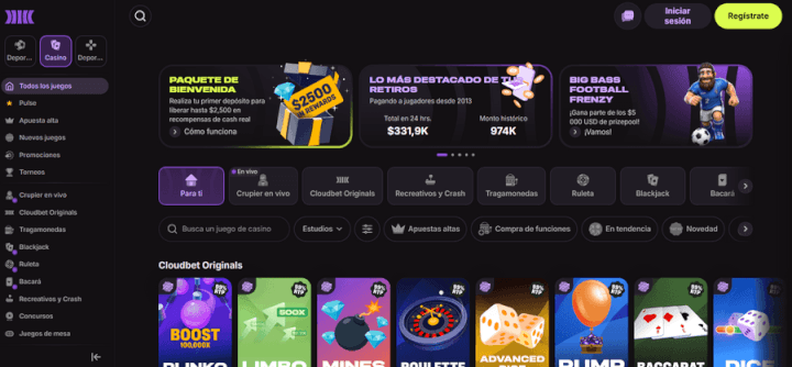 Cloudbet p&aacute;gina web